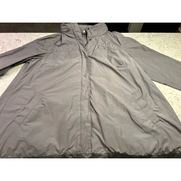 EILEEN FISHER Jacket Plus 1X Organic Lightweight Windbreaker Hooded Jacket Gray - Picture 7 of 12